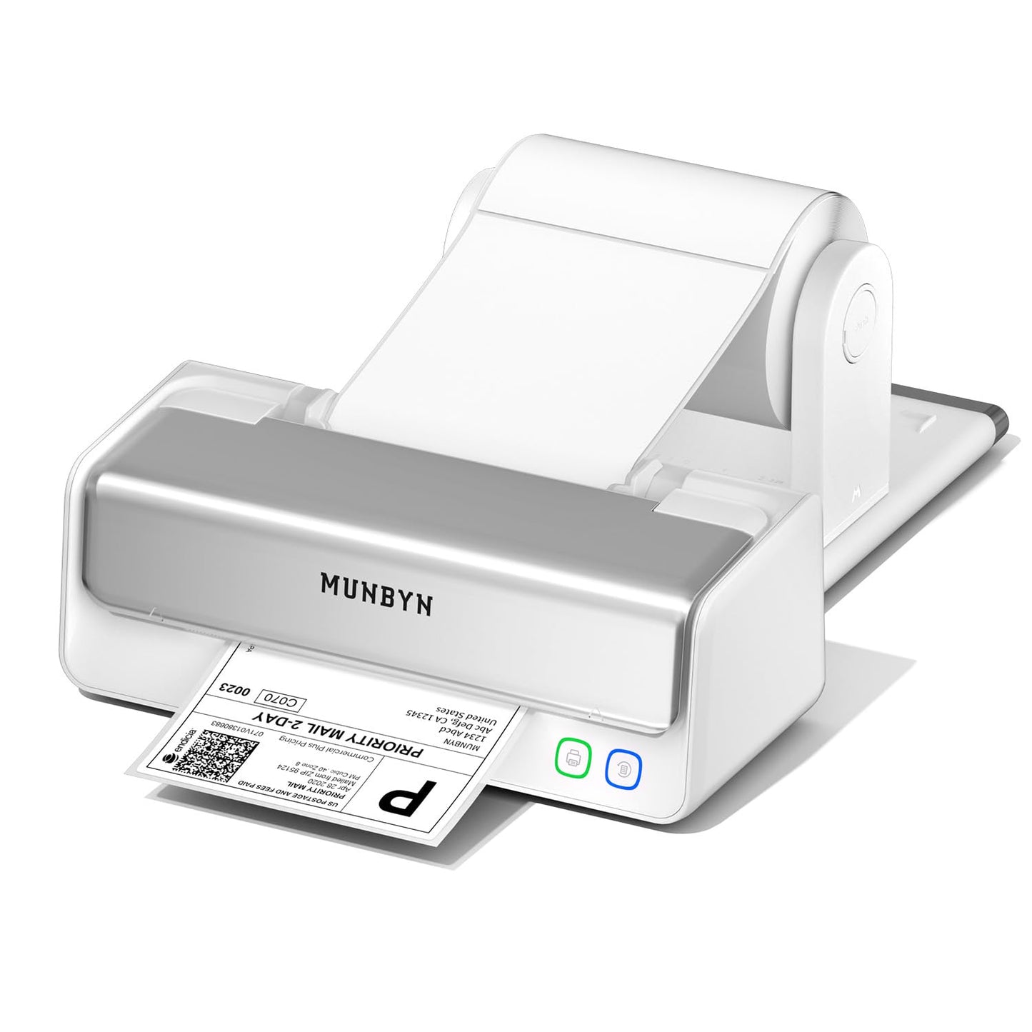 MUNBYN Replaceable Print-Head Bluetooth Thermal Label Printer with Paper Holder, RW405B, Wireless 4x6 Shipping Label Printer for Small Businesses Compatible with Mac, Windows, iPhone, Android, Chrome