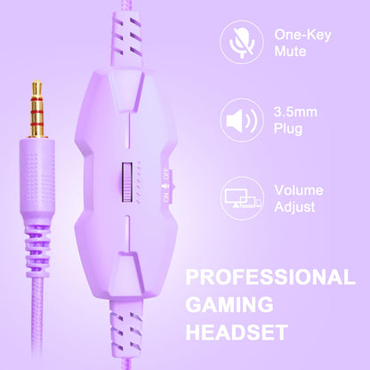 IMYB A88 Gaming Headset with Mic for Ps5, Pc, Xbox One Series X/s, Ps4, Switch, Stereo Wired Noise Cancelling Headphones with Microphone for Computer, Laptop, Mac, Nintendo, Games (Purple)
