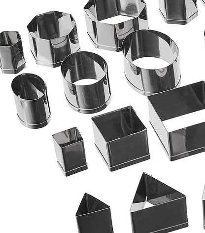 Ateco Plain Edge Geometric Shapes Cutters in Graduated Sizes, Stainless Steel, 24 Pc Set