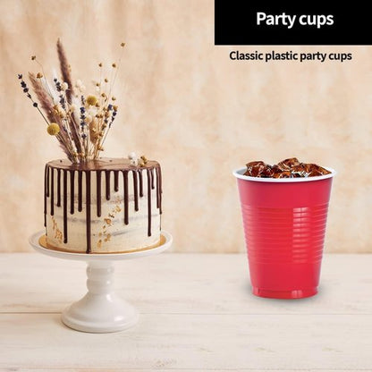 Hanna K. Signature Disposable Plastic Party Cups, Heavy-Duty 18 oz Red Cups, 50 Count