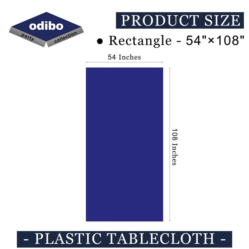 odibo Royal Blue Tablecloths Plastic 2 Pack Dark Blue Disposable Table Covers 54" x 108" Sapphire Blue Table Cloths for Parties Birthdays Weddings Holiday Banquet Fits up to 8 Foot Rectangle Tables
