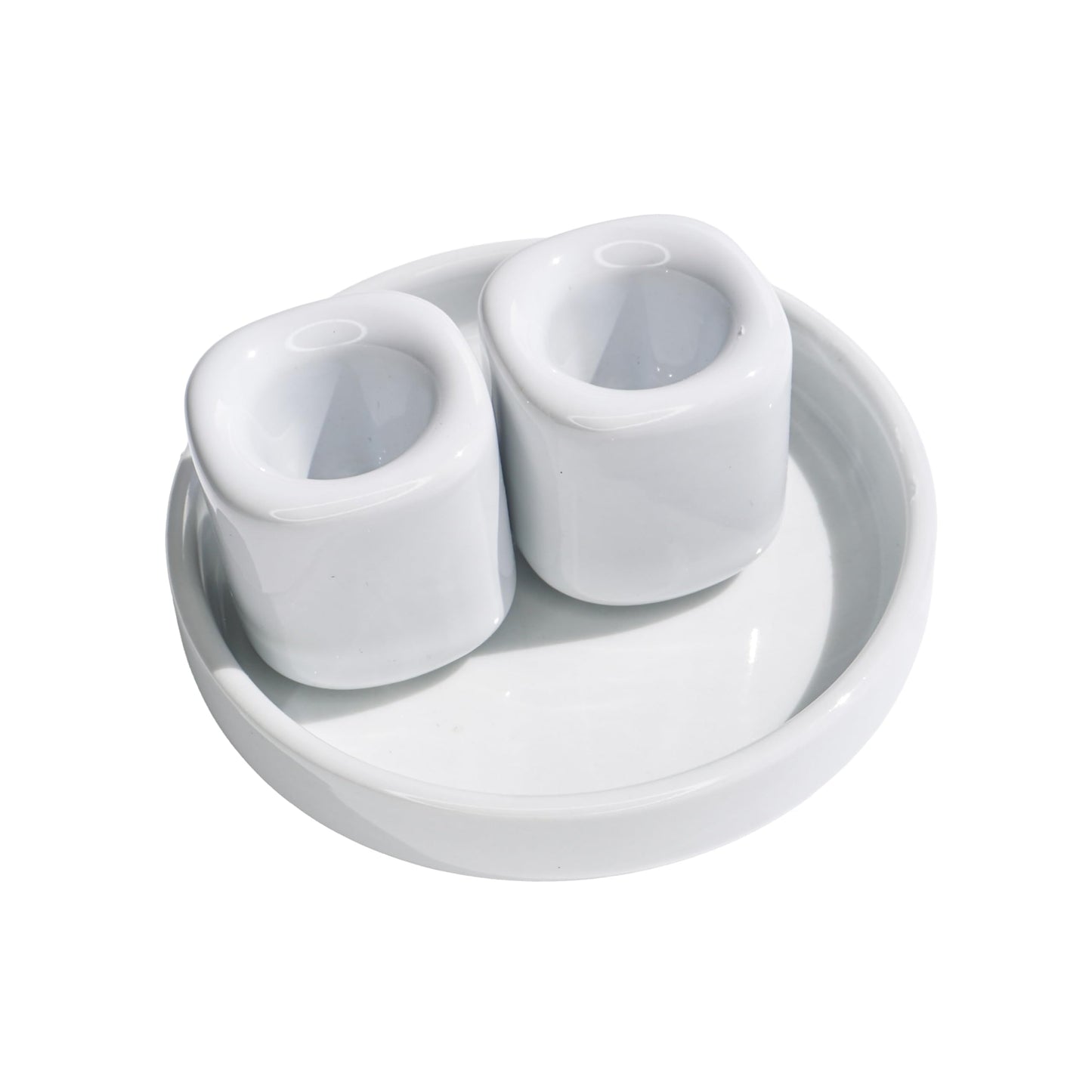 Unity Candle Holders and Vase Set, White Porcelain Candleholders for Taper Candles and Vase for Pillar Candle, Set of 3, Minimalist Round Ceramic Candle Holders, Great for Wedding Candle Set