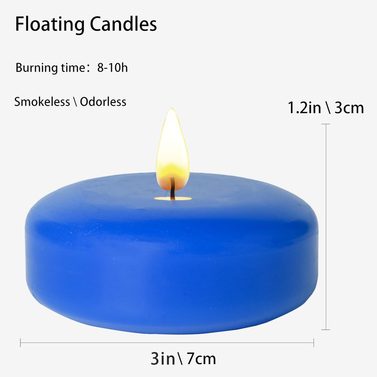 Blue Floating Candles 3 inch 12 Pack - Floating Candles for centerpieces - Wedding Decor - Burning Time 8-10 Hours