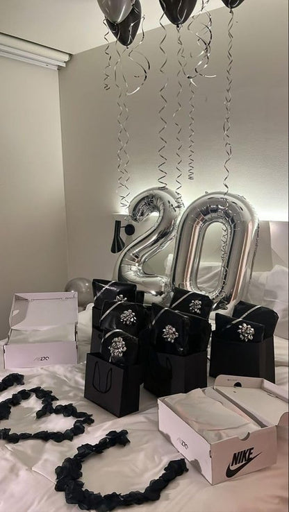 Silver Number 24 Balloon 40 inch, 24 Number Balloons, 24th Silver Birthday Decorations, 24 Year Old Women Men Silver Party Supplies