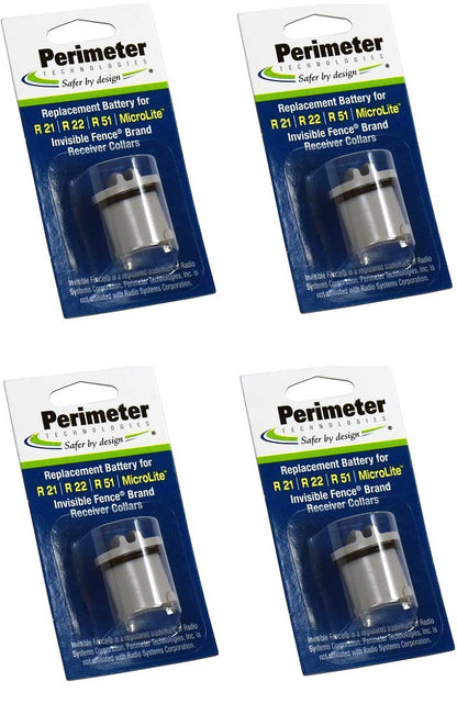 Perimeter Technologies Four Pack Dog Fence Batteries for Invisible Fence R21 or R51 Receiver Collars (4-Pack)