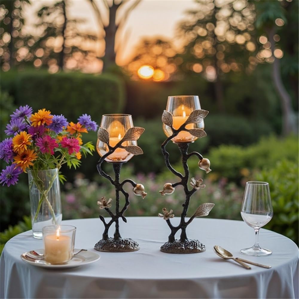 YUHUAWF Candle Holderss Home Creative Candlestick Ornaments Retro Table Decoration Metal Glass Candle Holder Decorative Candlestick(Small)