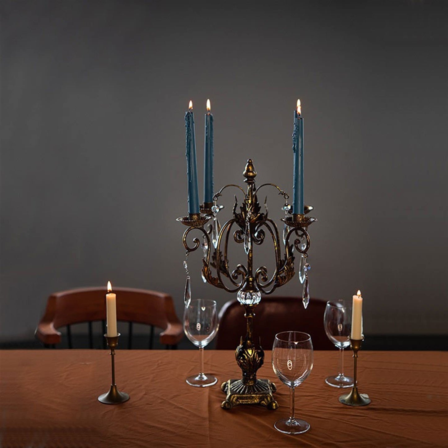 Candlestick Holders European Style Rural Retro Old Candlestick Ornaments Metal Four-Head Candle Holder Table Decoration Candle Holders
