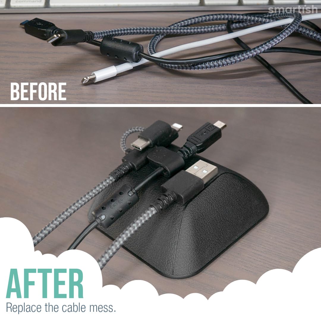 Smartish® Magnetic Cord Holder - Cable Wrangler Organizer with Magnet Clips for Charger Management on Desktop, Nightstand, or Side Table for All Cables, USB-C, Lightning Cables - Lightly Toasted Beige
