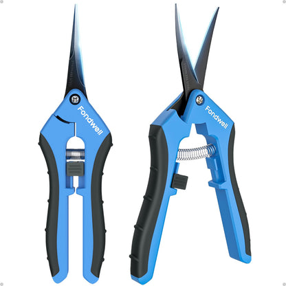 Fondwell 6.5" Pruning Shears Trimming Scissors: 2 Pack of Non-Stick Gardening Scissors - Reliable Garden Snips for Managing Small Plants