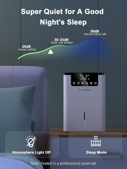 Skiennix Dehumidifier - 75 OZ Water Tank for Home | Quiet 500 sq.ft Unit with 12H Timer & LED Light