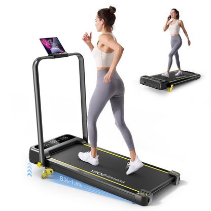 YPOO Walking Pad Treadmill, Incline Walking Pad with Handle, Foldable Treadmills for Home & Office, Compact Under Desk Running Machine for Workout Exercise Quiet