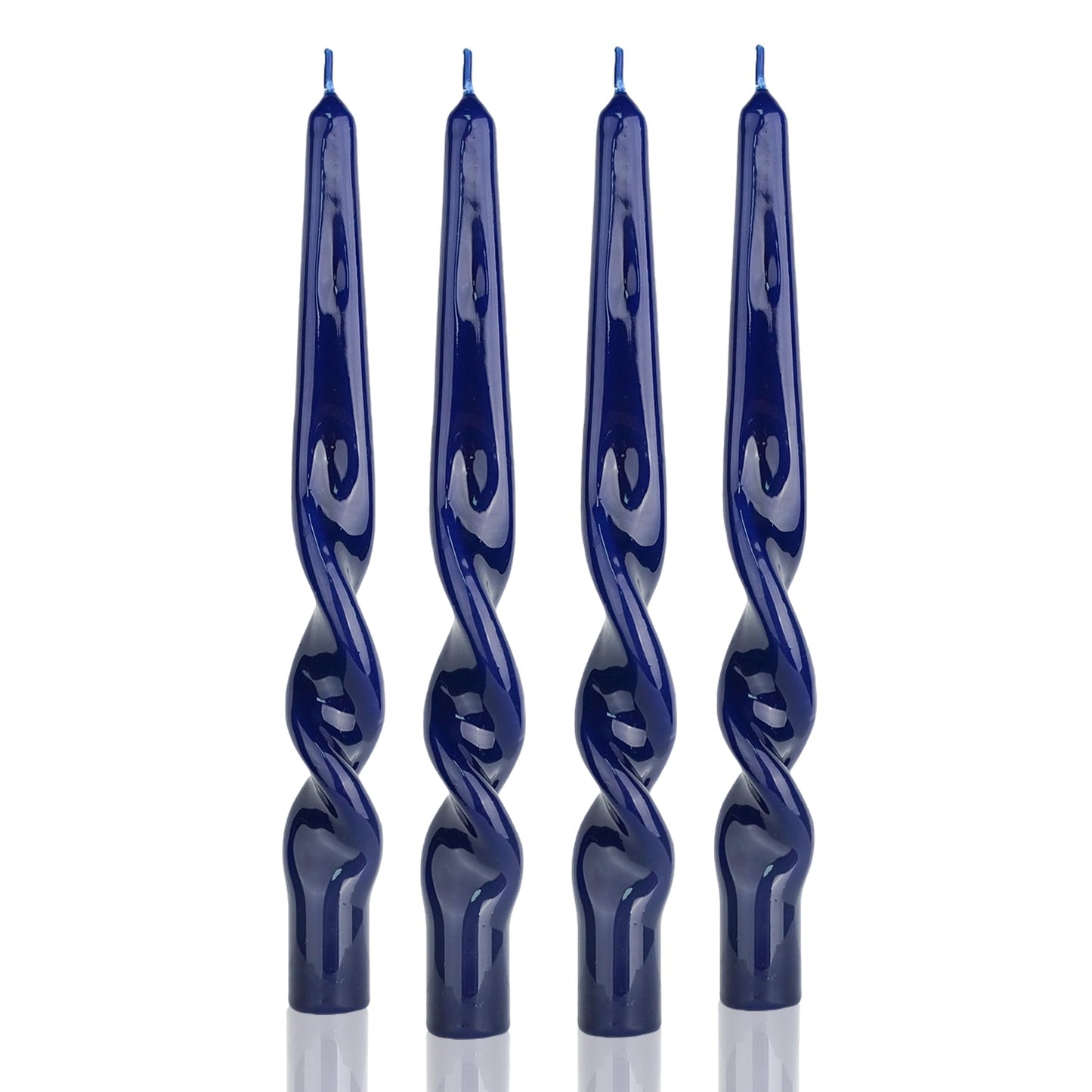 MAITREYA Navy Spiral Taper Candles-Set of 4 for Decoration Weddings Party Church-Unscented Dripless Candles,10inch(Navy-B)
