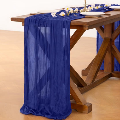 Socomi 6pcs Royal Blue Cheesecloth Table Runner Boho Rustic Gauze 120 inch 10FT Cheese Cloth Sheer Runner for Wedding Party Baby Shower Birthday Home Decor Holiday Decorations