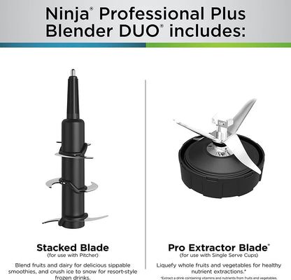 Ninja BL660 Professional Compact Smoothie & Food Processing Blender, 1100-Watts, 3 Functions -for Frozen Drinks, Smoothies, Sauces, & More, 72-oz.* Pitcher, (2) 16-oz. To-Go Cups & Spout Lids, Gray