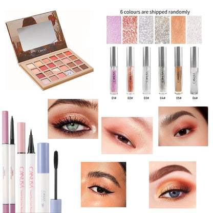 26Pc Full Face Makeup Set Gift Surprise for Women Cosmetic Essential Starter Bundle Include 24 Colors Eyeshadow Palette, Lipstick,13-NI-1 glamour-brush set. Pack Flawless (Khaki C1, ONE SIZE)