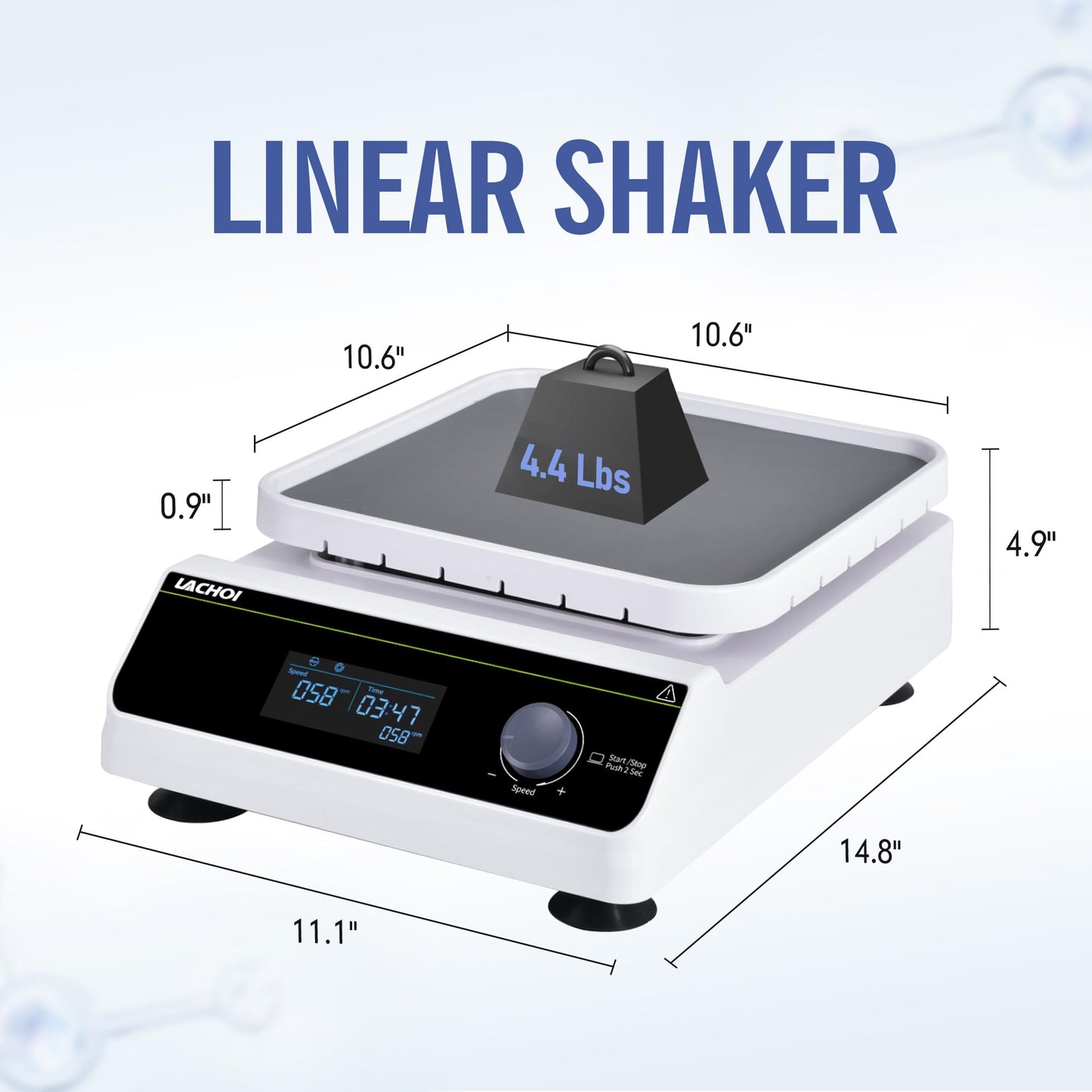 LACHOI LCD Linear Shaker 40-300RPM Capacity 2KG Lab Shaker with Timer Digital Linear Shaker with Continuous Mode or Timer Mode for Laboratory,University