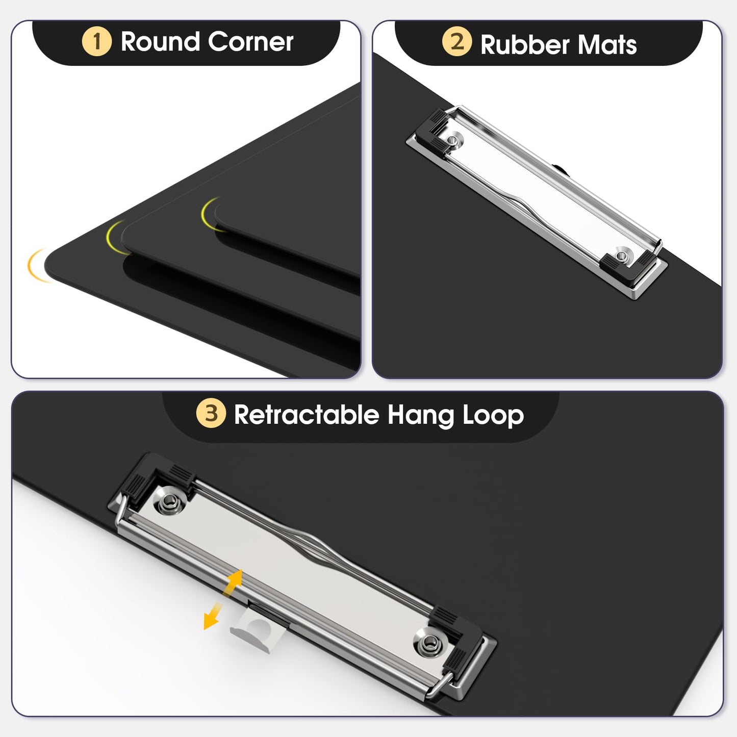 Macroclo Plastic Clipboards, A4 Black Clip Board 8.5x11 for Classroom, Students, Kid, Woman, Size 9" x 12.5" with Low Profile Clip, Office & School Supply
