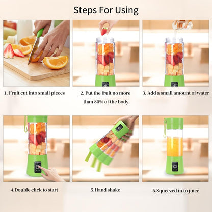 Portable Blender Cup,Electric USB Juicer Blender,Portable Juicer For Shakes and Smoothies, juice,380ml, Six Blades Great for Mixing,light purple