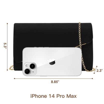 CurvChic Clutch Purses for Women Evening Bag Faux Suede Formal Party Wedding Cocktail Prom(Black)