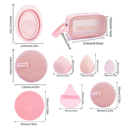 MAANGE 30pcs Professional Makeup Brush Set With Velvet Bag&5pcs Beauty Blender&2pcs Makeup Remover Puff&5pcs Triangle Powder Puff&3pcs Mini Thumb Puff&Toiletry Bag&2pcs Cleaning Mat (Blacksliver)