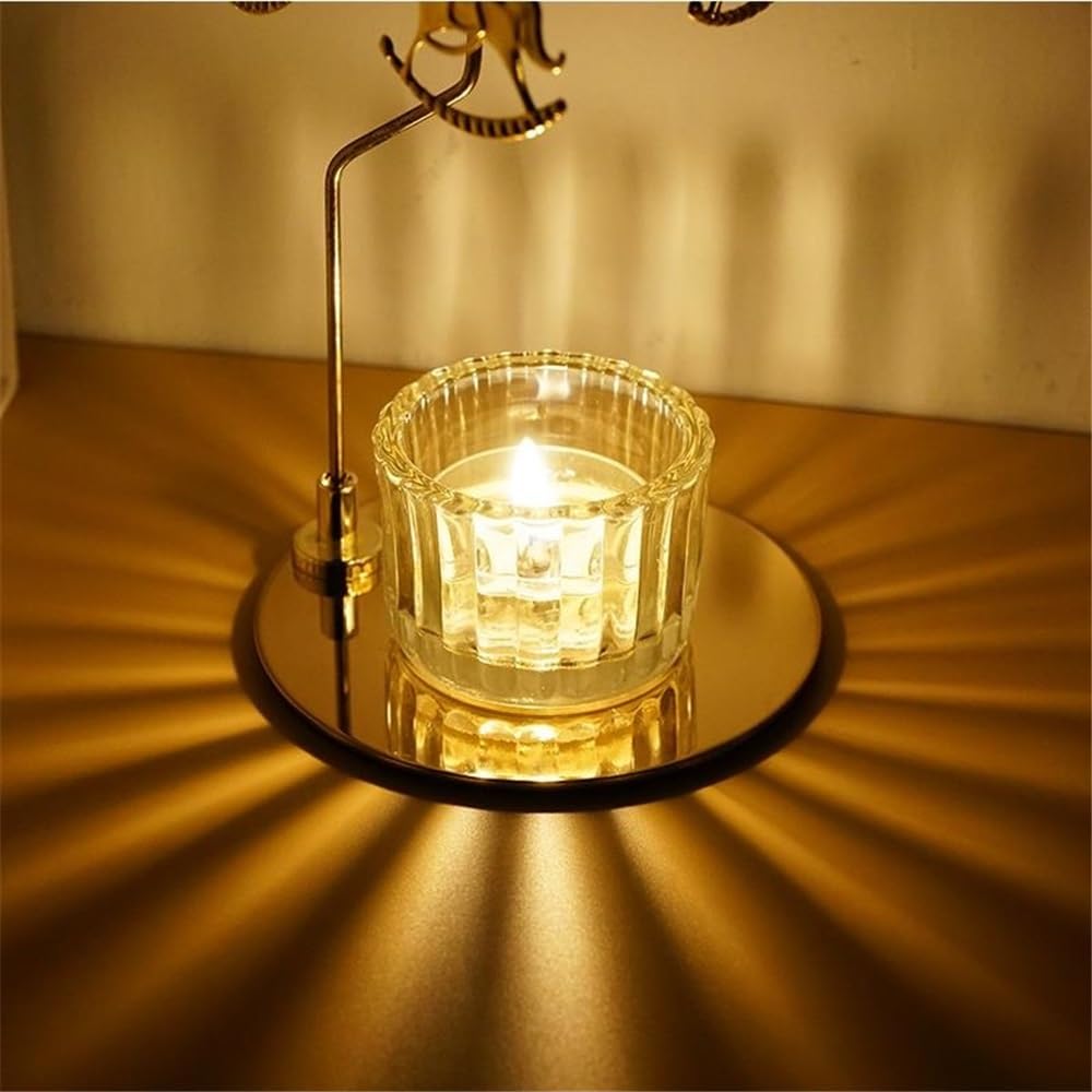 YUHUAWF Candle Holderss Rotating Aromatherapy Candle Holder Light Luxury Metal Glass Candle Holder Decorative Ornaments Decorative Candlestick