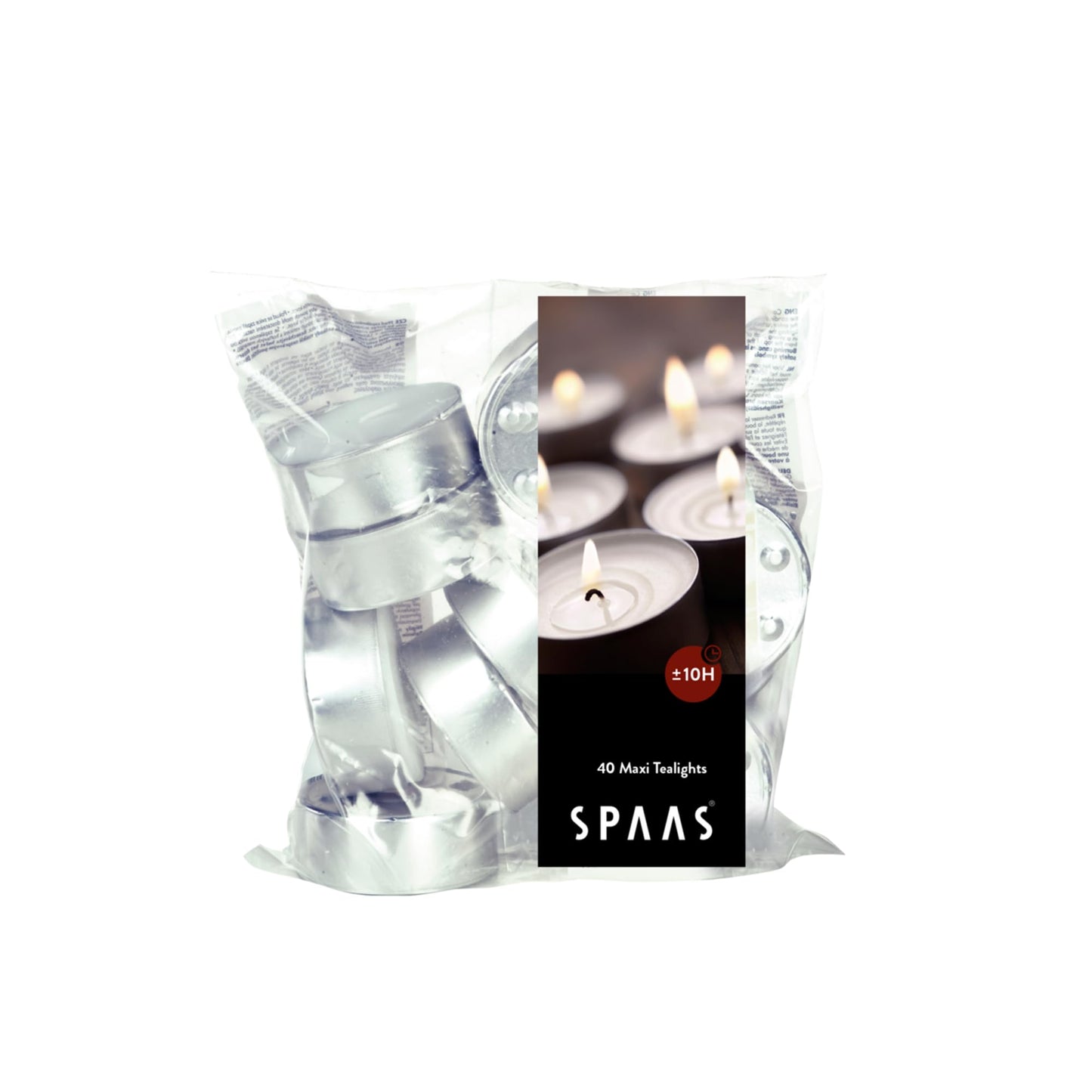 Spaas Maxi Tealights Bag, Paraffin Wax, Aluminium Cup White, D 58 mm x H 24 mm