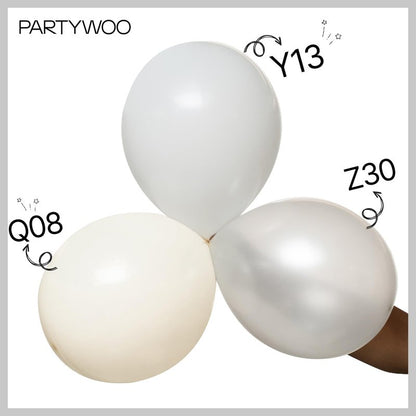 PartyWoo Pearl White Balloons 140pcs Different Sizes Pack of 18 12 10 5 Inch Metallic White Latex Balloon Arch Kit Garland for Wedding Graduation Baby Shower Birthday Party Decorations White-Z30
