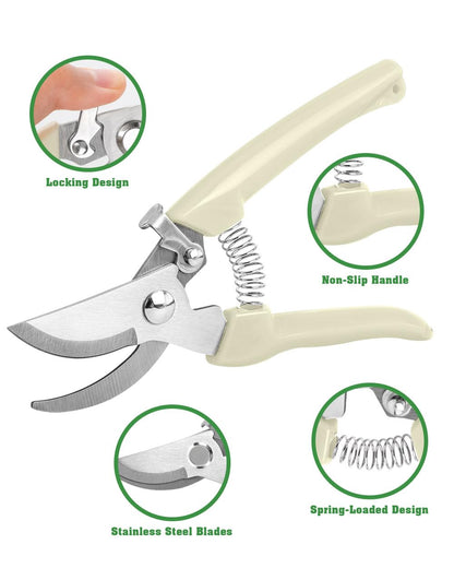 EWPJDK 4 Pack Garden Shears, Stainless Steel Shears Gardening Tools, Scissors, Garden Clippers, Pruning Shears (White)