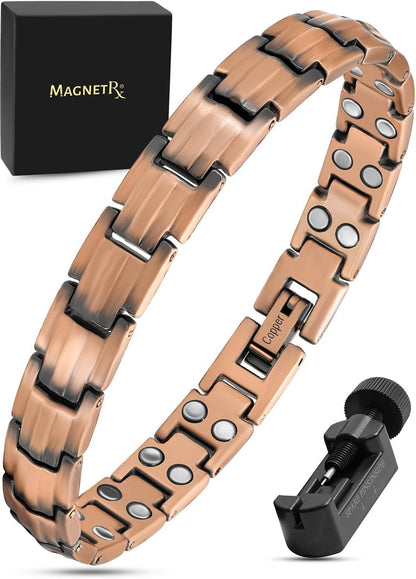 MagnetRX Pure Copper Bracelets for Women – Ultra Strength Magnetic Copper Bracelet for Women – Adjustable Length with Included Sizing Tool (Classic Style)