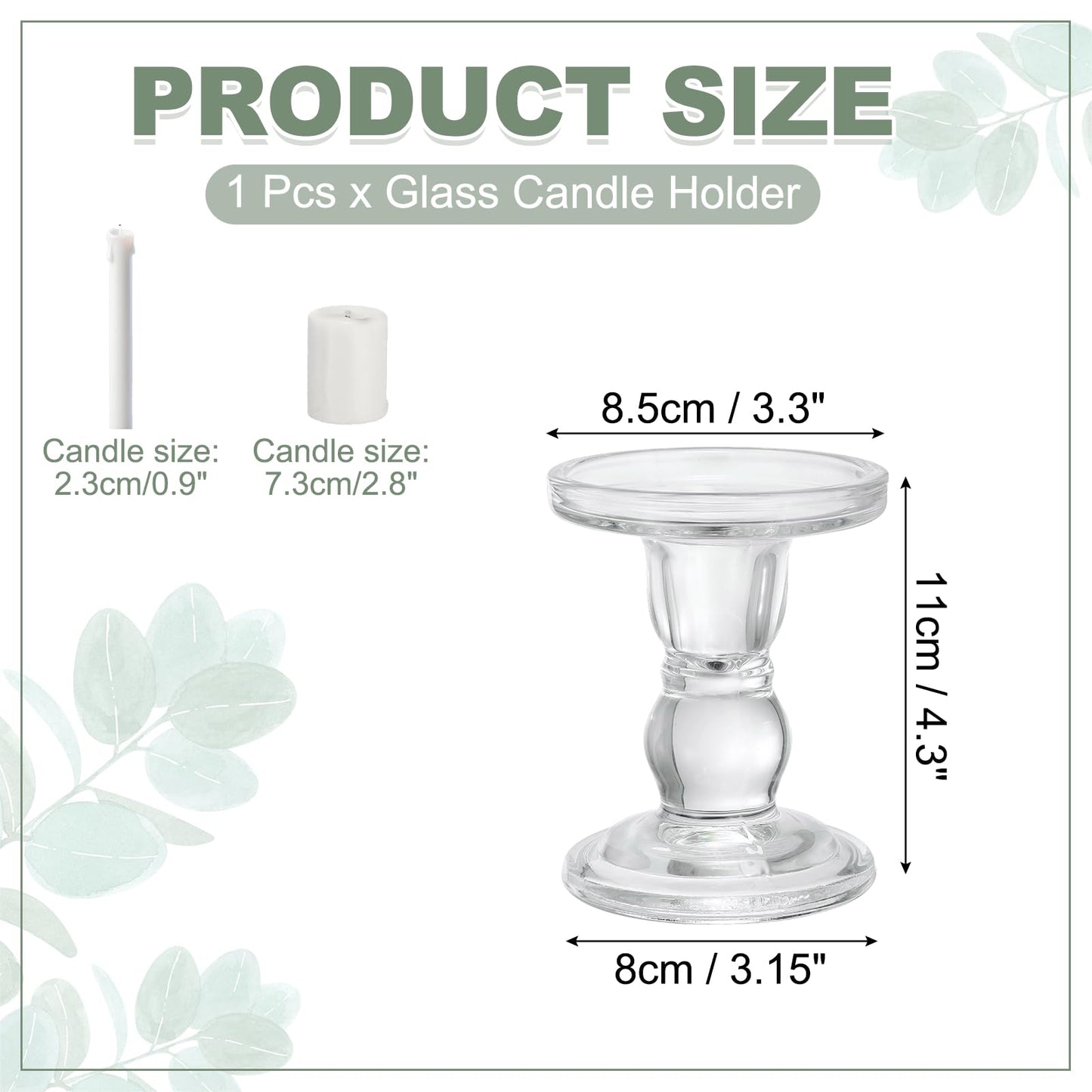 uxcell 11 cm Glass Candle Holder for Taper/Column Candles, Candle Holders Tealight Stand Candlestick for Tealight Wedding Table Centerpiece Home Decor, Transparent