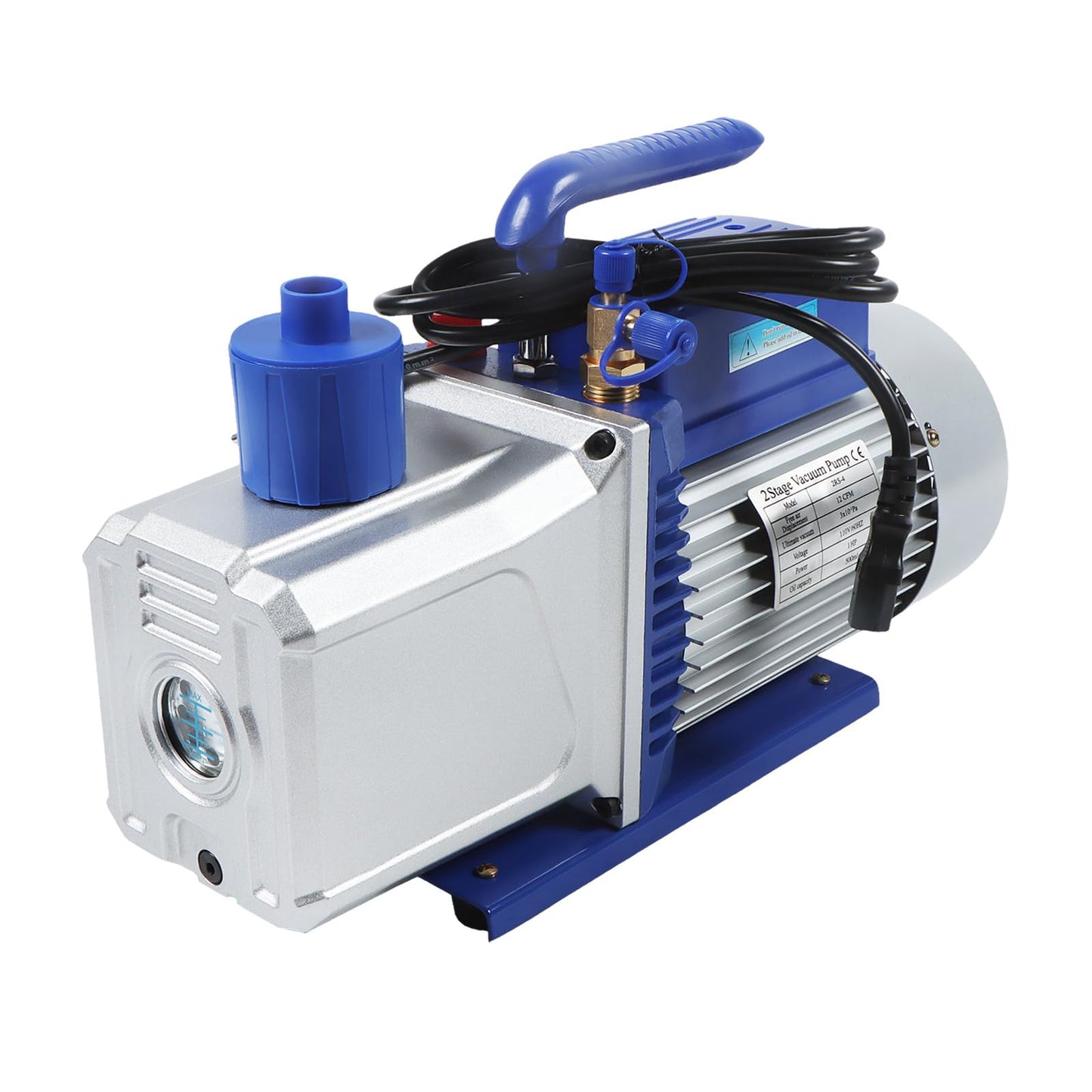 SINOCMP 12CFM Vacuum Pump 1HP Double Stage 110v 60HZ Air Conditioning Vacuum Pump HVAC Air Tool Rotary Vane for Auto Manifold Refrigerant Systems