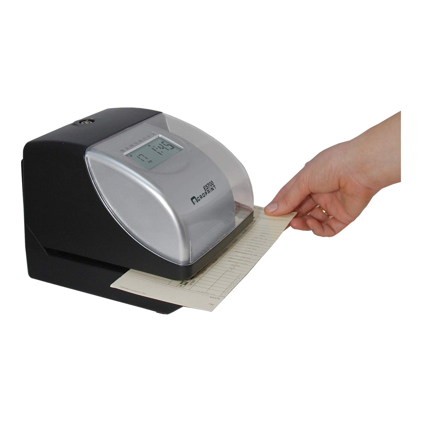 Acroprint Electronic Time Clock Machine – Time Stamp Machine for Employees, Ideal for Small Business, Accommodates Right or Left-Hand Time Cards, Selectable Hour Format