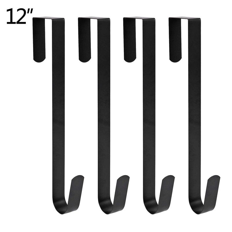 Sattiyrch 12" Wreath Hanger for Front Door,Steel Over The Door Hanger Hook,Wreath Door Hanger (Textured Bronze, 4)