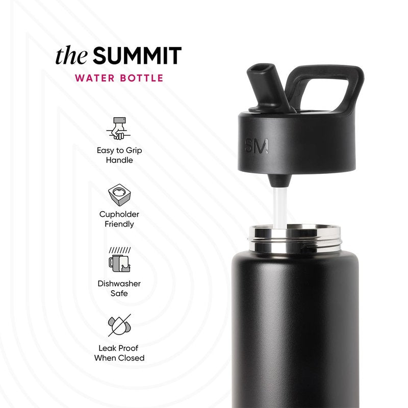 Simple Modern Kids Summit Water Bottle with Straw Lid | 18oz Stainless Steel Cup Insulated Tumbler for Toddlers, Girls, School | Bows