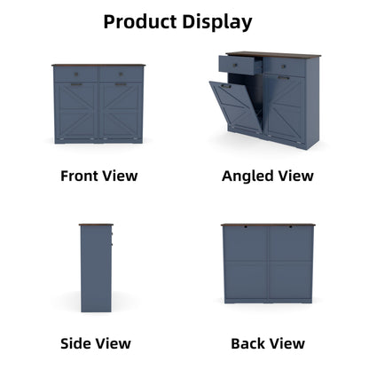 HUYYA Modern Sideboard Cabinet Buffet Storage Console Credenza for Dining Room, Free Standing Tilt Out Trash, Laundry Sorter Cabinet with Sturdy Construction and Easy Clean Surf