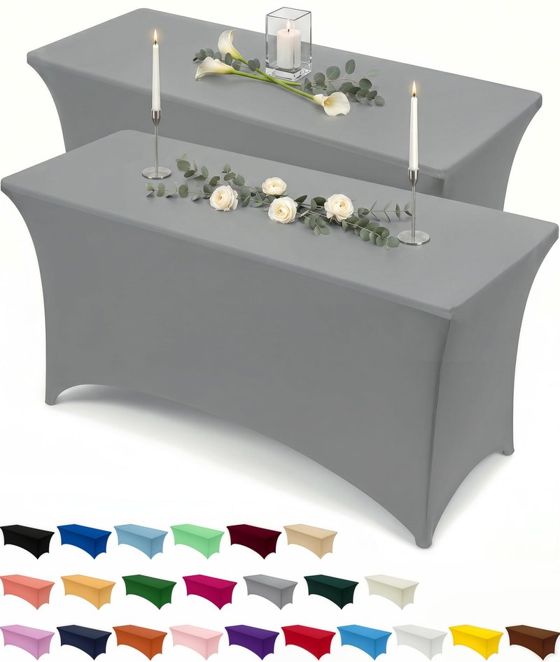 Utopia Kitchen Spandex Tablecloth 10 Pack [6FT, Grey] Tight, Fitted, Washable and Wrinkle Resistant Stretch Table Cloth Rectangle Cover for Trade Show, Weddings & Parties [72Lx30Wx30H Inch]