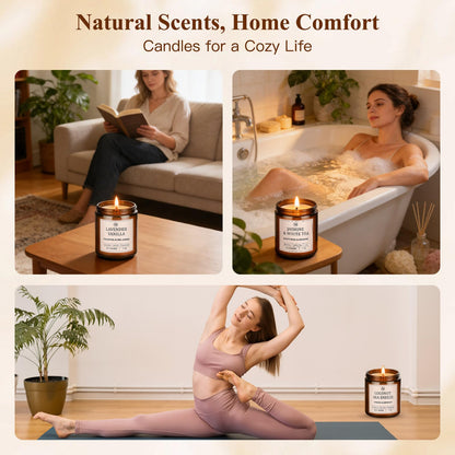 6-Pack Scented Soy Candle Set – Lavender Vanilla, Eucalyptus, Sandalwood, Jasmine & White Tea, Coconut, Sage | Natural Long Lasting Aromatherapy Candles for Home, Relaxation & Birthday Gifts