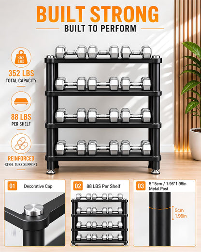 RAJYQODIS Heavy Duty Audio Component Rack, Large Storage Space AV Media Stand with Shock-Absorbing Foot pegs, Audio Rack Tower CD Player Stand for Home/Office/Audio Video/Theate (Teak, 4th)