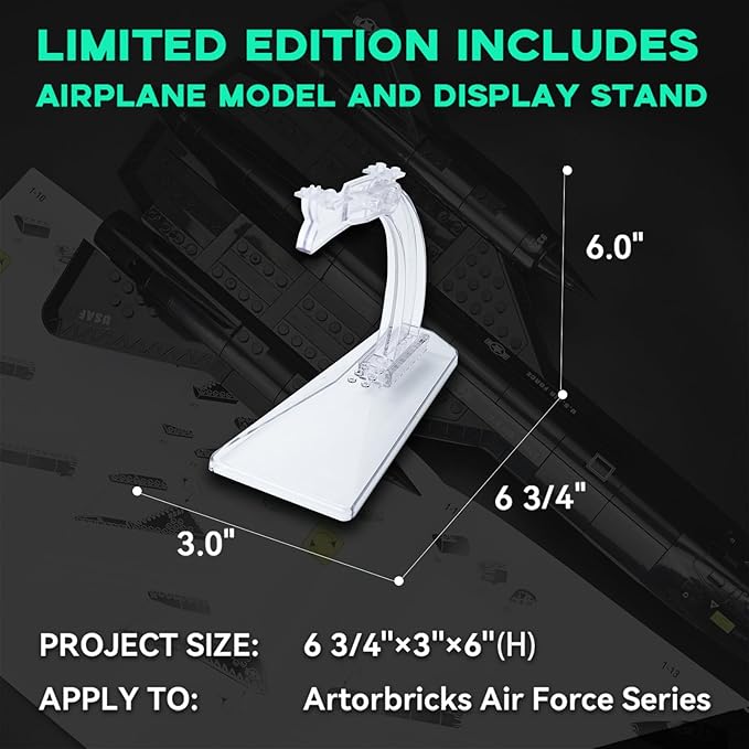 ArtorBricks SR-71 Reconnaissance Blackbird Airplane Military Building Set with Display Stand - 183Piece Model Kit for Adults Collectors &amp Hobbyists