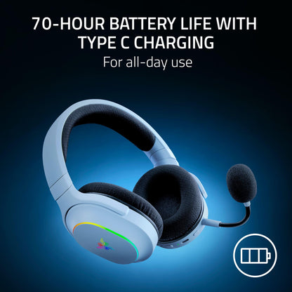 Razer Barracuda X Chroma Wireless Gaming Headset: 2.4GHz Wireless & Bluetooth - Lightweight - Chroma RGB - 40mm Drivers - Cardioid Mic - 70 Hr Battery - for PC, Mac, PS5, Switch 2, Smartphone - White