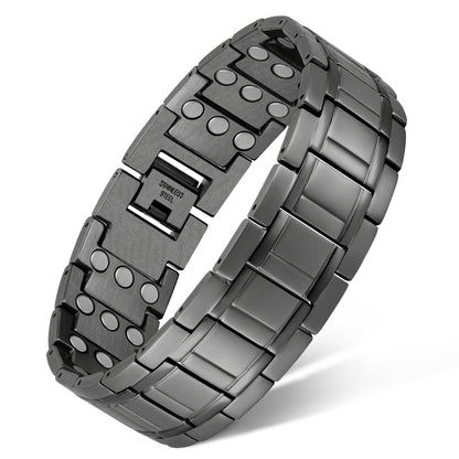 Feraco 3X Magnetic Bracelets for Men Titanium Steel Magnetic Bracelet with 3 Rows Magnets (Gray)