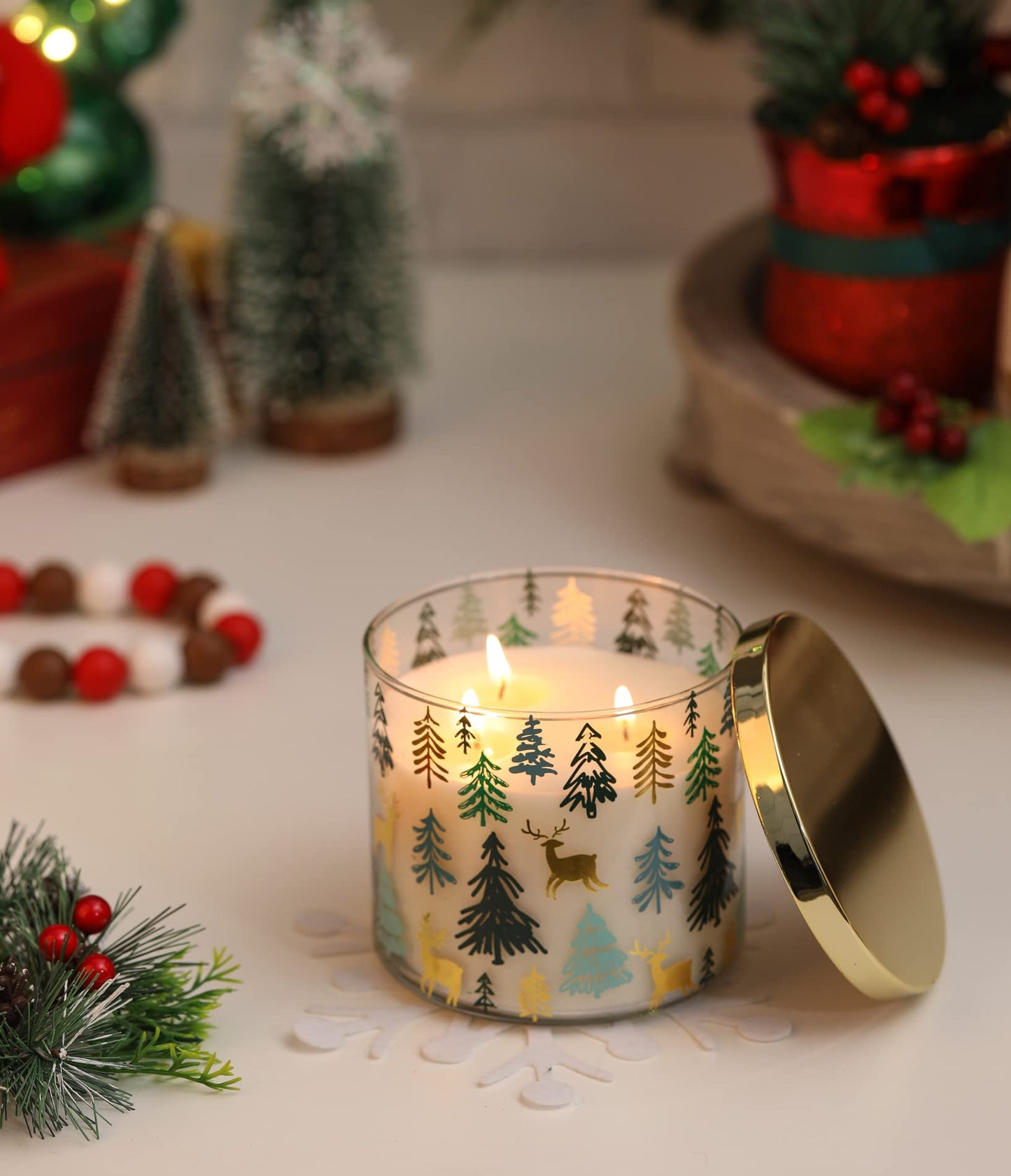 Christmas Candle, Pine Scented Candle, Christmas Tree Scented Candle, Winter Candle, Large 3 Wicks Candle, 14oz