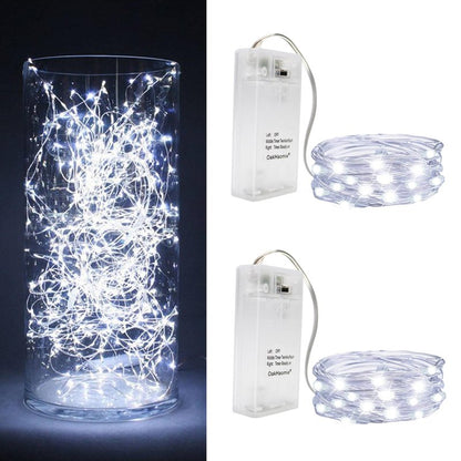 Oakhaomie 2PCS LED Fairy Lights 16ft 50 LED Twinkle String Lights with Timer 2 Modes Waterproof Starry String Lights Indoor DIY Party Wedding Christmas Valentine's Day Decoration (Cool White)