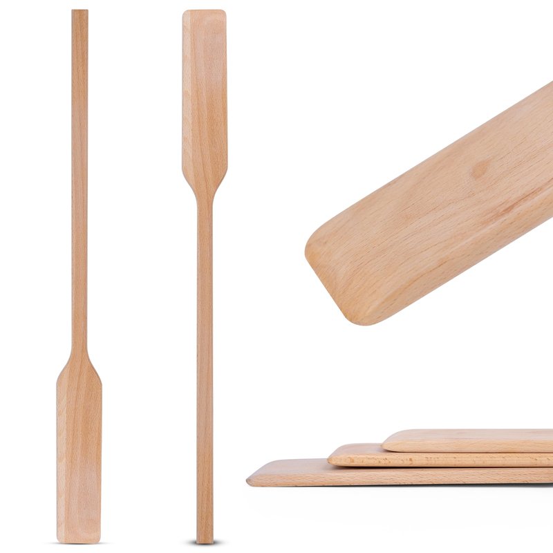 Flat Wooden Spatula for Cooking - 32" Long Wooden Stirring Paddle for Cooking, Mixing, Brewing in Big Stock Pots, Hand-Held Beech Wood Pot Stirrer Wooden Spoon for Kitchen