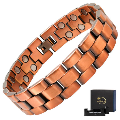 JEROOT Men's 99.99% Pure Copper Magnetic Bracelet, 3500 Gauss Magnets Adjustable with Sizing Tool