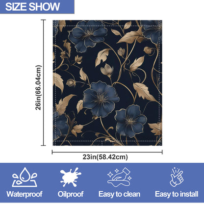 Black Flowers Dishwasher Magnet Cover,Front Dishwasher Cover Decoration Reusable Decorative Magnetic Cover for Home Kitcen Appliance 23x26 Inch