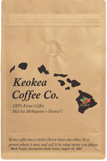 100% Kona Coffee - Ground - Medium Roast - 1 lb (16oz) - Farm Fresh - Grown and Packaged on the Big Island of Hawaii - Keokea Coffee Co.