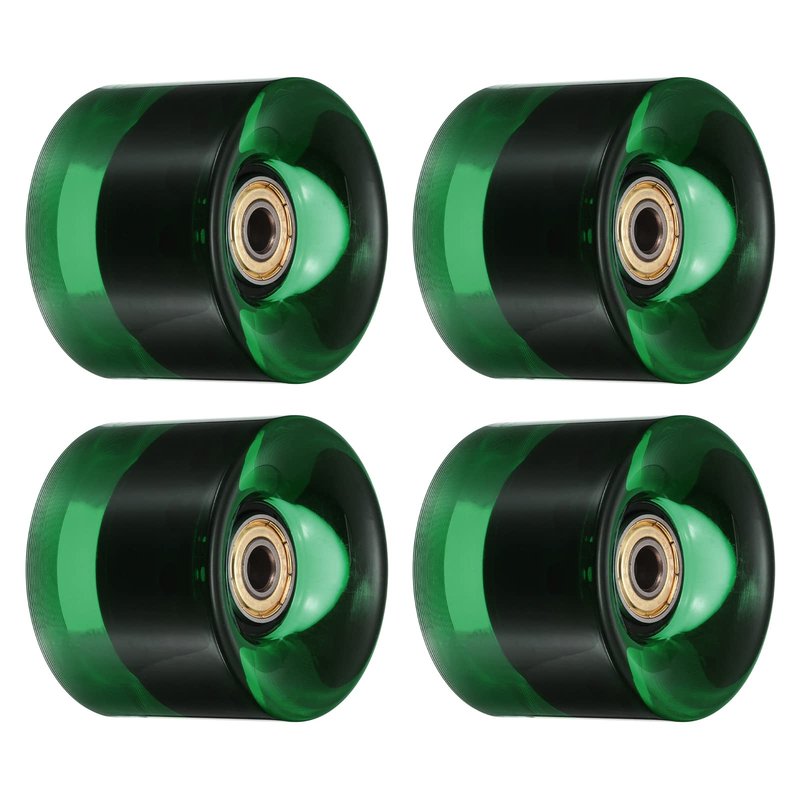 PATIKIL 60mm Longboard Wheels with Bearings ABEC-11, 4 Pack Street Wheels for Skateboards Cruiser Wheel Replacement 80A, Clear Green Golden