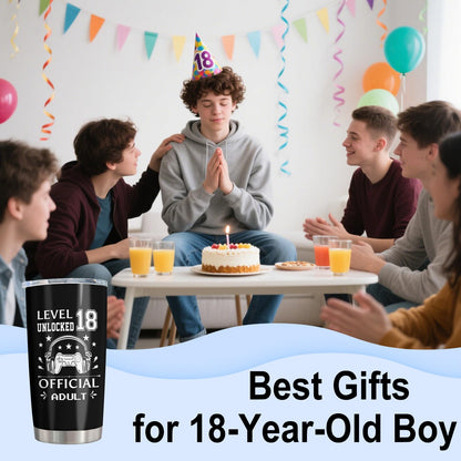 Vuxoye 18th Birthday Gifts for Boys, 18th Birthday Decorations for Boys, 18 Year Old Boy Birthday Gifts, Gift for 18 Year Old Boy, 2007 Bday Present for him, Happy 18th Bday Tumbler 20oz 1PC
