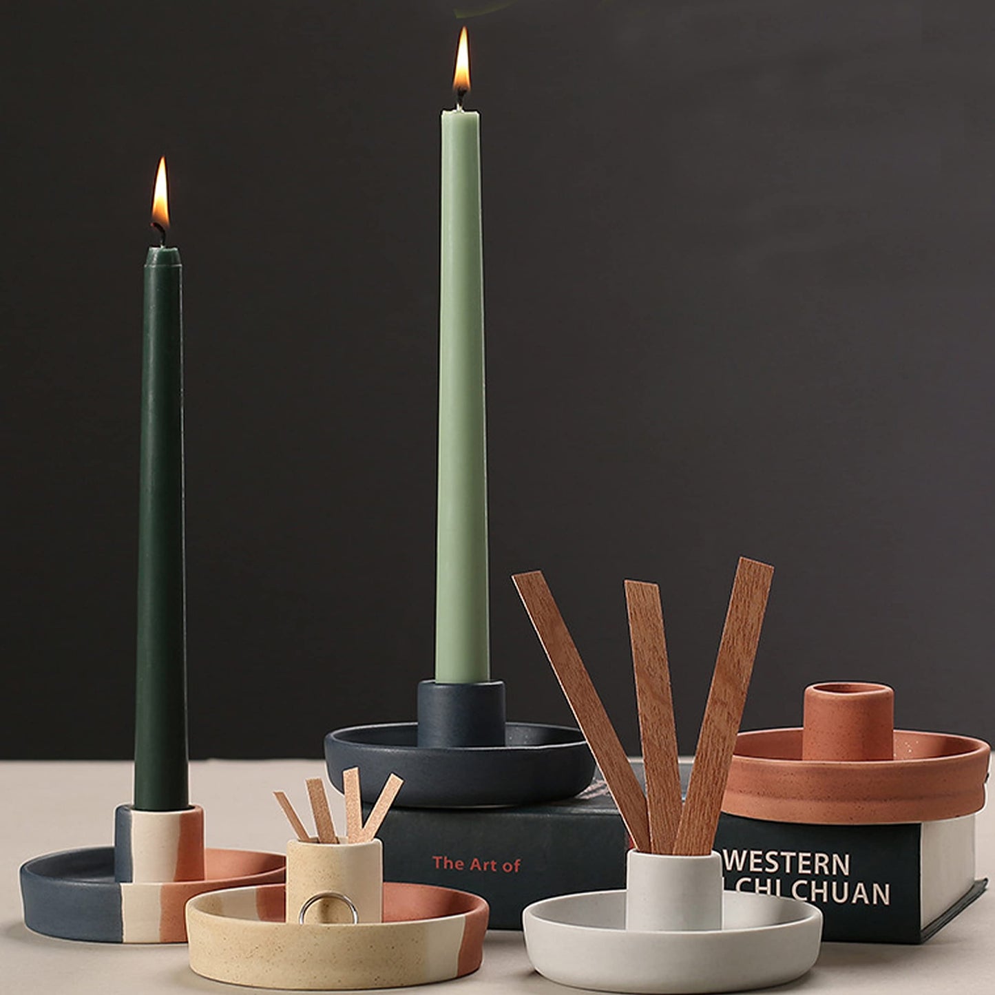 4 Pack Tall Taper Candles - 10 Inch Hunter Green Candlesticks, Cedar Scented Taper Candles Dinner Candle - Paraffin Wax with Cotton Wicks - 8 Hour Burn Time